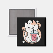 Cat Boba Tea Bubble Tee Anime Kawaii Neko Milktea Magnet (Vorderseite/Rückseite)