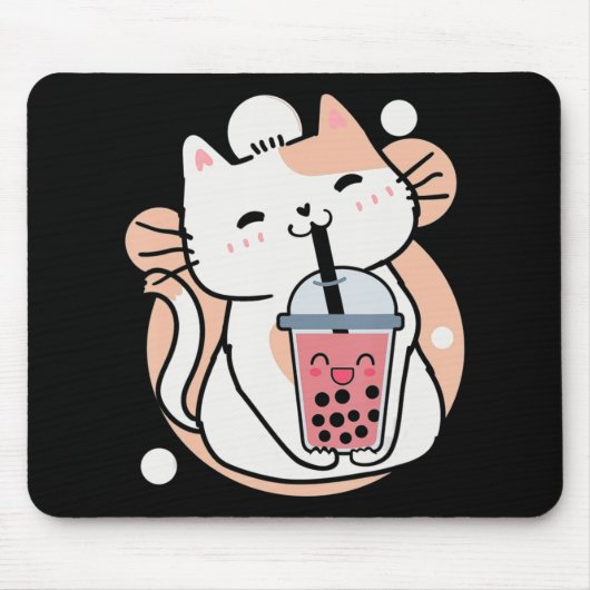 Cat Boba Tea Bubble Tee Anime Kawaii Neko Milktea Mousepad (Vorne)