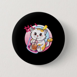Cat Boba Tea Bubble Tee Katze Lover Anime Kawaii N Button