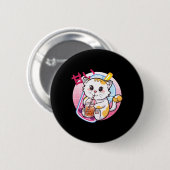 Cat Boba Tea Bubble Tee Katze Lover Anime Kawaii N Button (Vorne & Hinten)