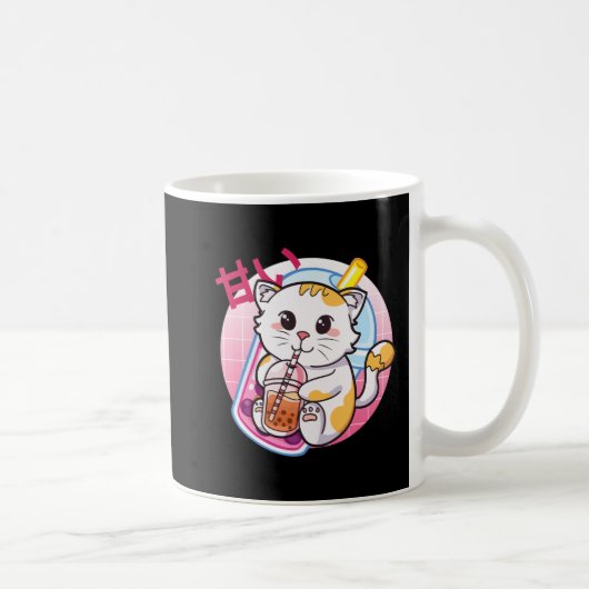 Cat Boba Tea Bubble Tee Katze Lover Anime Kawaii N Kaffeetasse (Rechts)