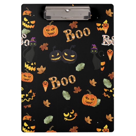 Cat Boo Halloween Klemmbrett (Vorderseite)