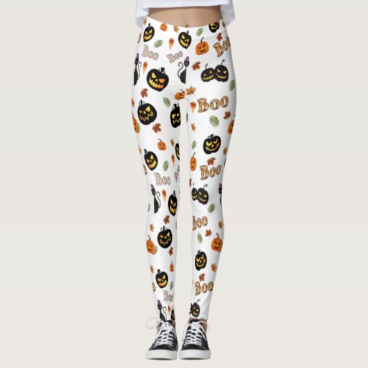 Cat Boo Halloween Leggings (Vorderseite)