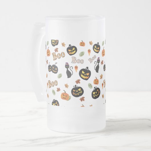 Cat Boo Halloween Mattglas Bierglas (Vorderseite Links)