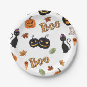 Cat Boo Halloween Pappteller (Vorderseite)
