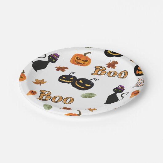 Cat Boo Halloween Pappteller (Schrägansicht)