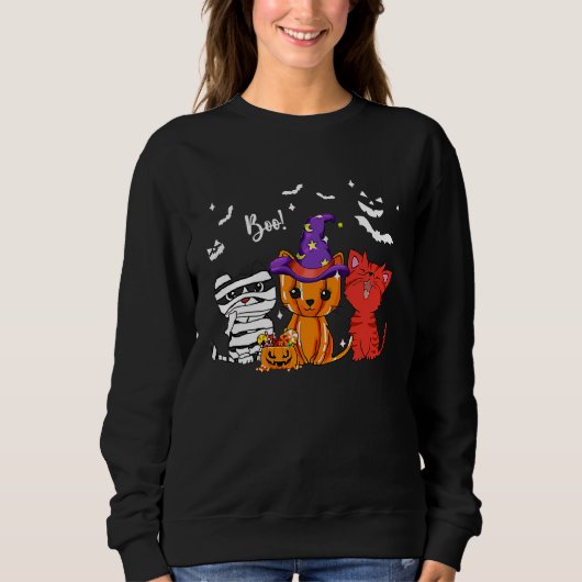 Cat Boo Halloween Sweatshirt (Vorderseite)