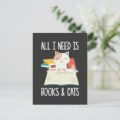 Cat Book Reader Kitty sucted Bookworm Literatur Postkarte (Stehend Vorderseite)