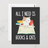 Cat Book Reader Kitty sucted Bookworm Literatur Postkarte (Vorne/Hinten)