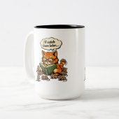cat book zweifarbige tasse (Vorderseite Links)