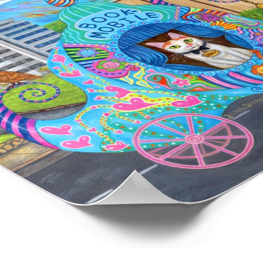 Cat Bookmobile Library Guinea Pig Pony Owl Mouse Poster (Ecke)