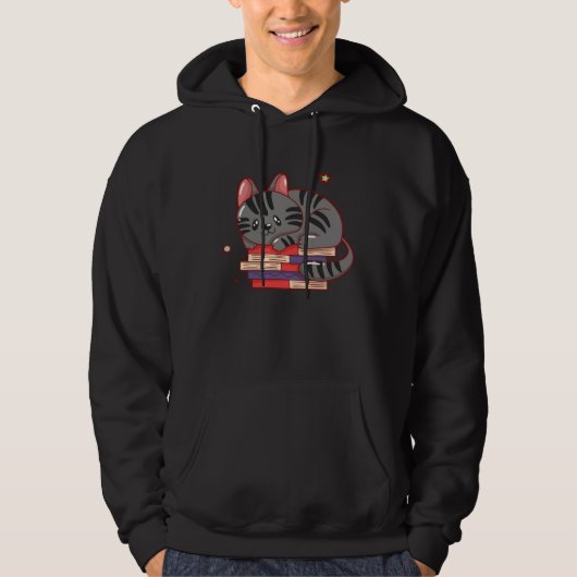 cat books cute hoodie (Vorderseite)