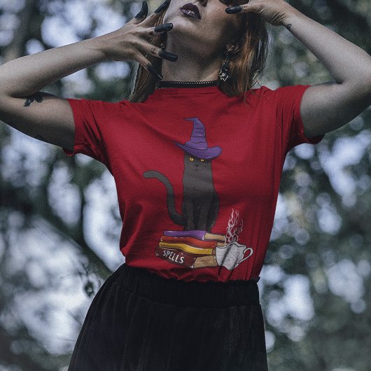 Cat Books Poet und Zauber Halloween Personalisiert T-Shirt