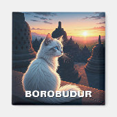 Cat Borobudur Indonesia Sunset Magnet (Vorne)