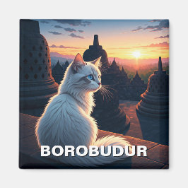Cat Borobudur Indonesia Sunset Magnet
