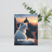 Cat Borobudur Indonesia Sunset Postkarte (Stehend Vorderseite)