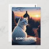 Cat Borobudur Indonesia Sunset Postkarte (Vorne/Hinten)