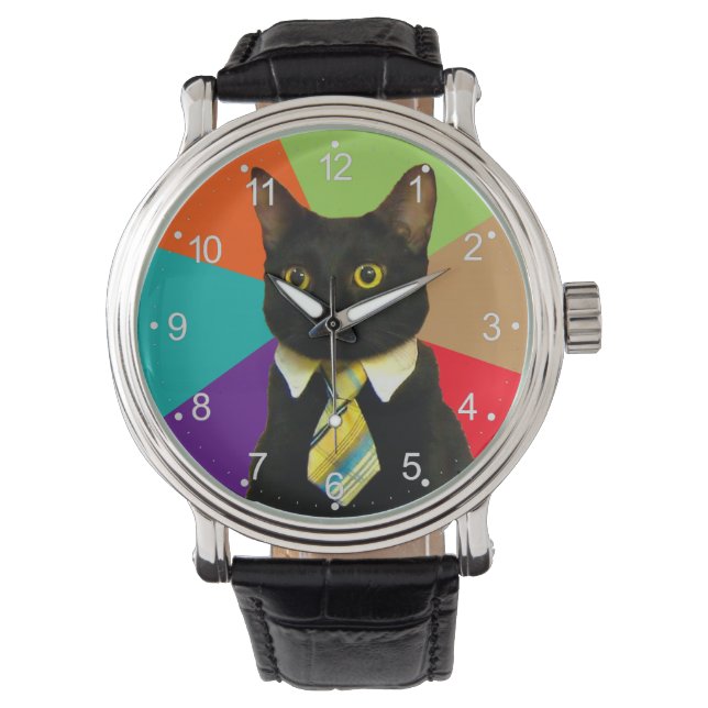 Cat-Boss in der Krawatte Armbanduhr (Vorderseite)
