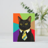 Cat-Boss in der Krawatte Postkarte (Stehend Vorderseite)