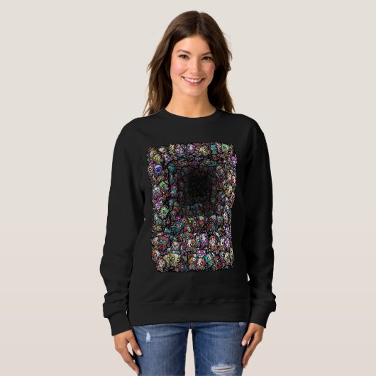 Cat Bots Squared Cute Alien Cat Robots Optical Il Sweatshirt (Vorne ganz)