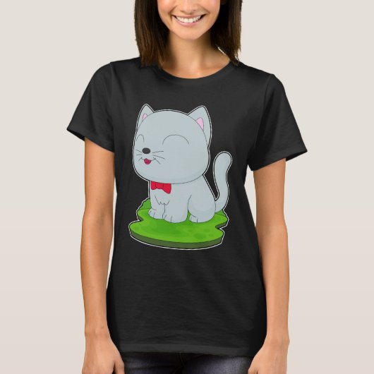 Cat Bow-Krawatte T-Shirt (Vorderseite)