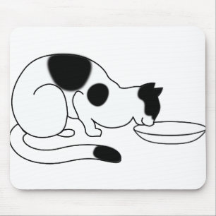 Cat Bowl Black Eating Haustier Häuslicher Hunger F Mousepad