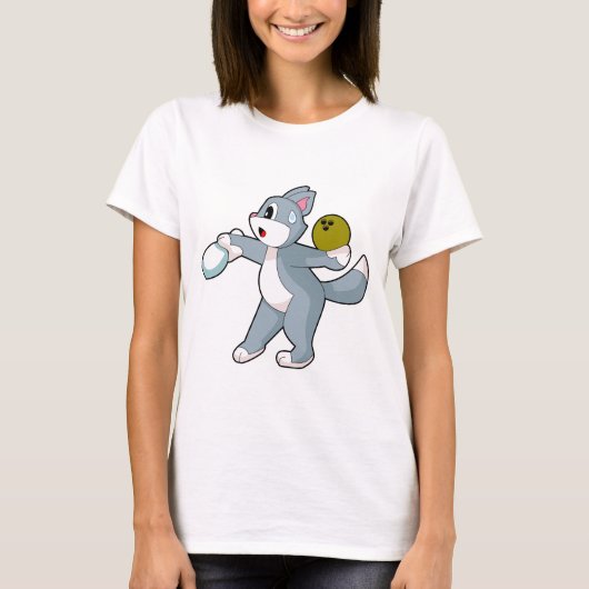 Cat Bowling Bowling ball Bowling pin T-Shirt (Vorderseite)
