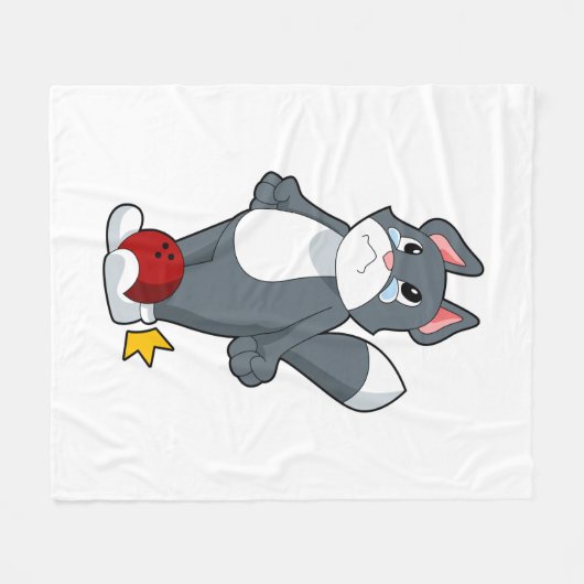 Cat Bowling Bowling ball Fleecedecke (Vorderseite (Horizontal))