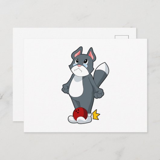 Cat Bowling Bowling ball Postkarte (Vorne/Hinten)