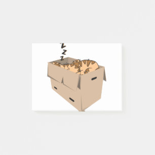 Cat Box Sleep Cartoon Tired Zzz Sleep Cute Post-it Klebezettel