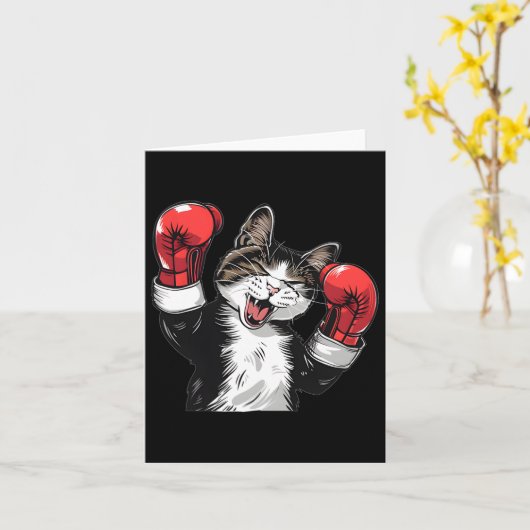 Cat Boxing Champion Funny Niedlich Kitten Fighter Karte (Gelbe Blume)