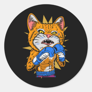 Cat Boxing Kitten Boxhandschuhe Boxer Funny Cat Me Runder Aufkleber