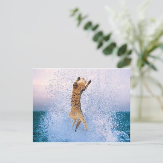 Cat Breaching Postkarte (Stehend Vorderseite)