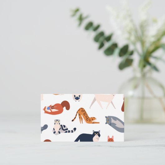Cat Breeds Pattern Visitenkarte (Stehend Vorderseite)