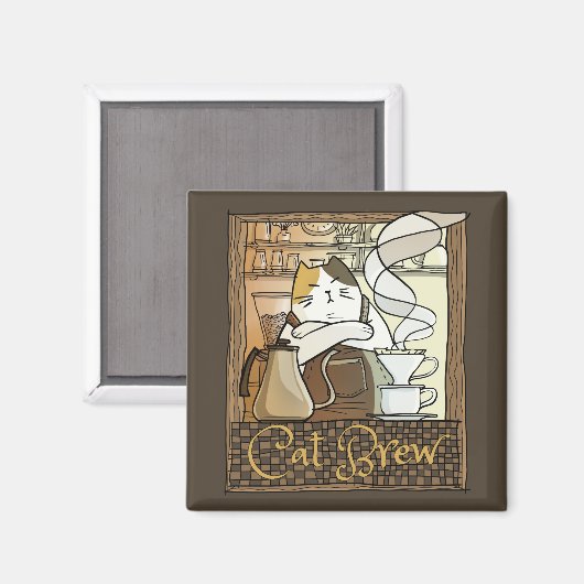 Cat Brew Magnet (Vorderseite/Rückseite)