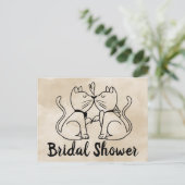 Cat Bridal Dusche Einladung Braun Wasserfarbe (Stehend Vorderseite)