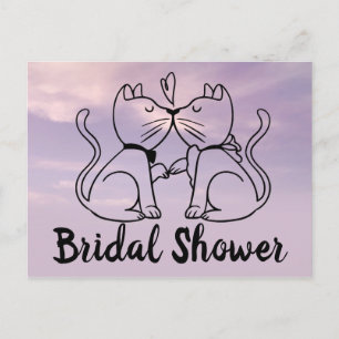 Cat Bridal Dusche Einladung Lila Sky Wasserfarbe