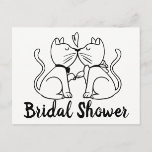 Cat Bridal Dusche Einladung Schwarz-weiß modern