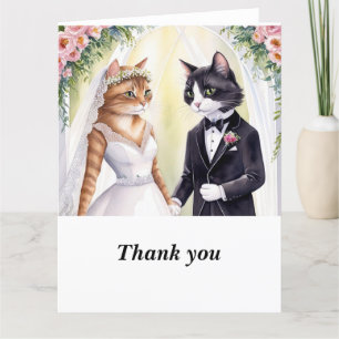 Cat Bride and Groom am Hochzeitstag Dankeskarte