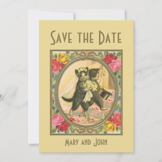 Cat Bride and Groom Wedding  save the date Einladung (Vorderseite)
