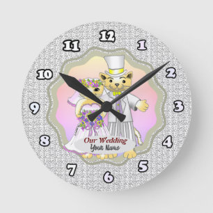 Cat Bride and Groom Wedtage Uhr