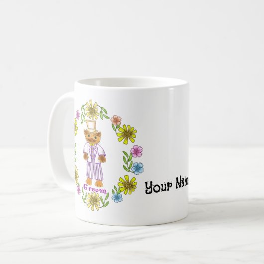Cat Bride Groom Hochzeit Tasse (Vorderseite Links)
