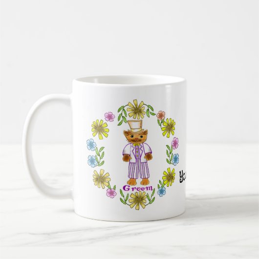 Cat Bride Groom Hochzeit Tasse (Links)