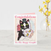Cat Bride & Groom Wedding Dance Greeting Card Karte (Gelbe Blume)