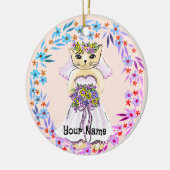 Cat Bride Keramik Ornament (Links)