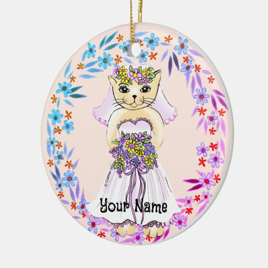 Cat Bride Keramik Ornament (Links)