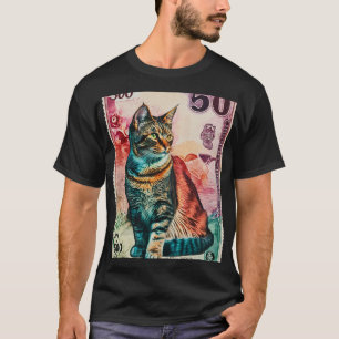 Cat Briefmarke Banknote mit einer Stückelung von 5 T-Shirt