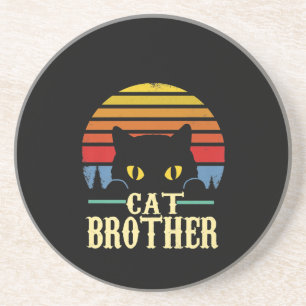 Cat Brother Vintag Achtziges Retro T - Shirt Getränkeuntersetzer