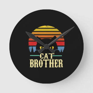 Cat Brother Vintage Eighties Style Retro T-Shirt Runde Wanduhr