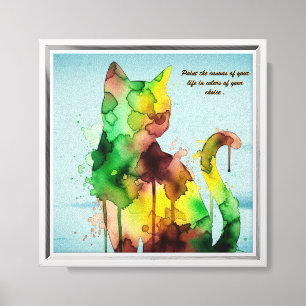 Cat Brushstroke Watercolor Wall Art - "Paint the C Leinwanddruck